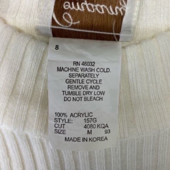 Vintage Company Collection Medium Ivory & Lilac Pastel Stripe Mockneck Sweater - Picture 10 of 11